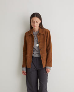 CHAQUETA 100% PIEL DE ANTE MARRÓN