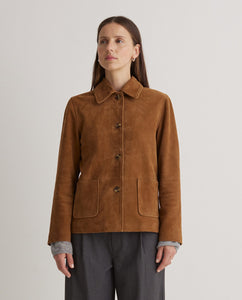 CHAQUETA 100% PIEL DE ANTE MARRÓN