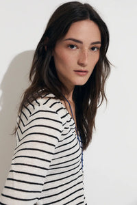 CAMISETA TS LINEN STRIPES BLACK