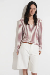 CAMISETA TS LINEN STRIPES ROJO