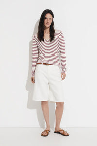CAMISETA TS LINEN STRIPES ROJO
