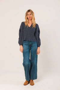 BLUSA BORDADO ÉTNICO ÍNDIGO
