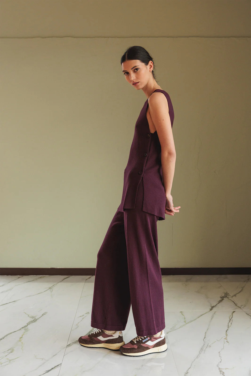 PANTALÓN AMPLIO SEAWOOL BERENJENA
